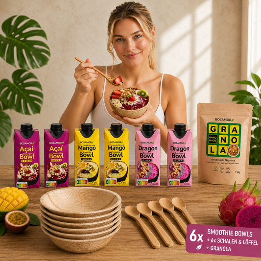 Festival Set: 2x Acai, 2x Mango, 2x Dragon + Granola + 6x Schalen & Löffel